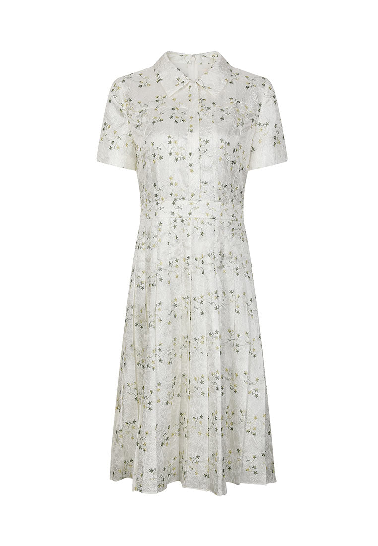 Mix White Collar Dress