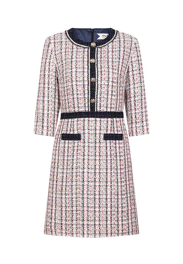 Elegant plaid tweed dress