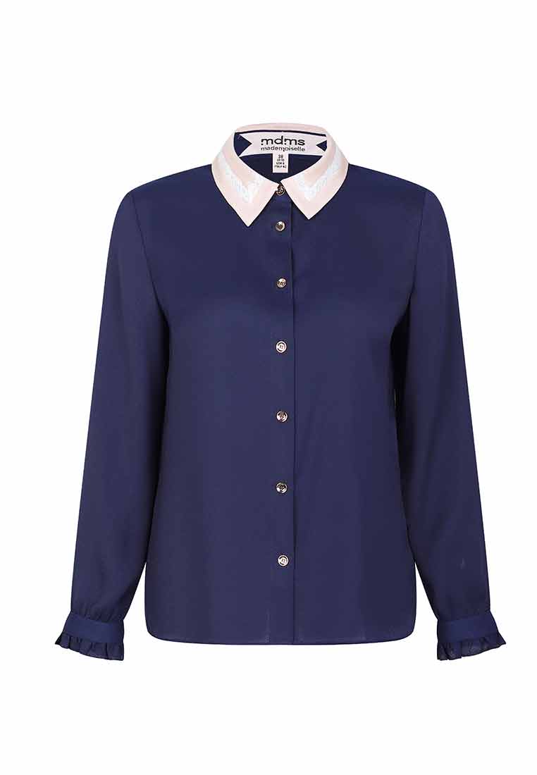 Ruffle-trimmed chiffon blouse