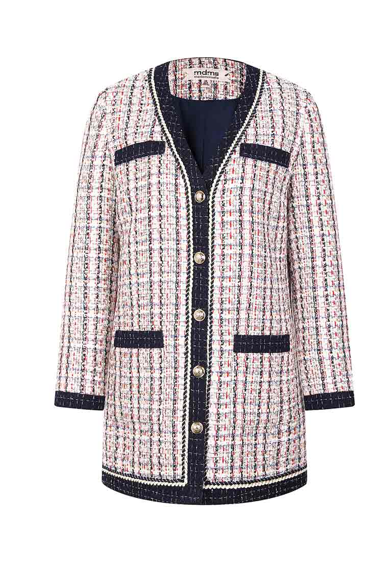 Elegant plaid tweed coat
