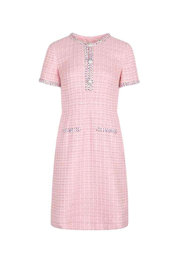 Pearl-trimmed Pink tweed dress - M-CONZEPT Pearl-trimmed Pink tweed dress - M-CONZEPT