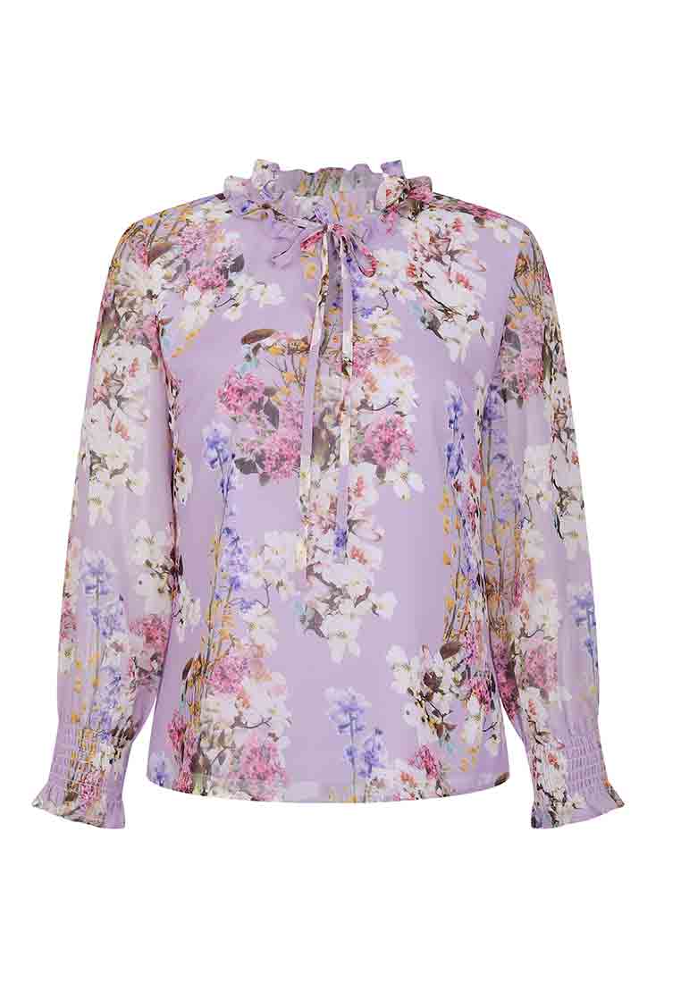 Floaty ruffled printed chiffon blouse