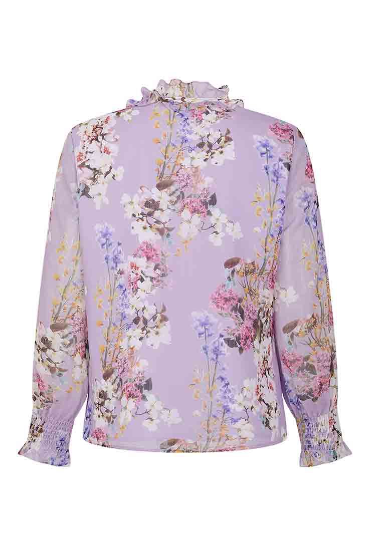 Floaty ruffled printed chiffon blouse