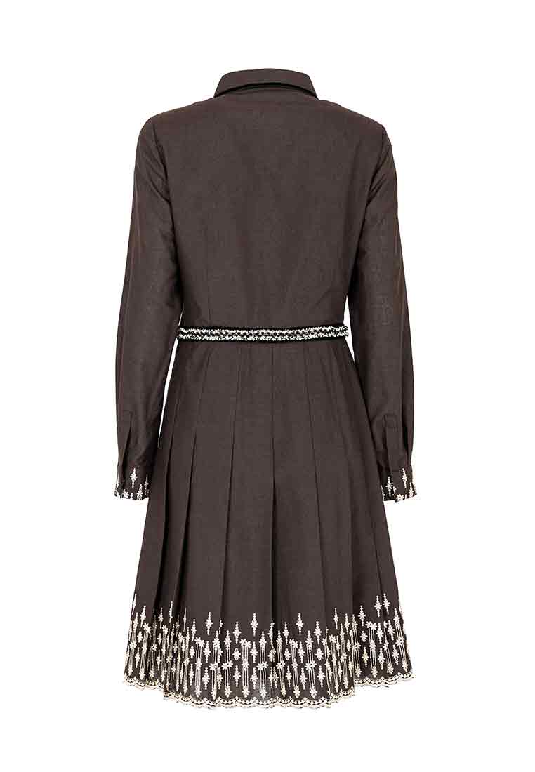 Dark Brown Collar Dress