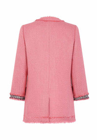 Camellia brooch slim-cut tweed blazer