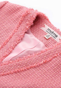 Camellia brooch slim-cut tweed blazer