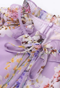 Floaty ruffled printed chiffon dress