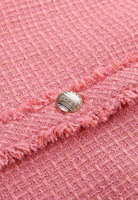 Camellia brooch slim-cut tweed blazer