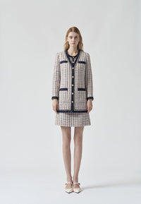 Elegant plaid tweed coat