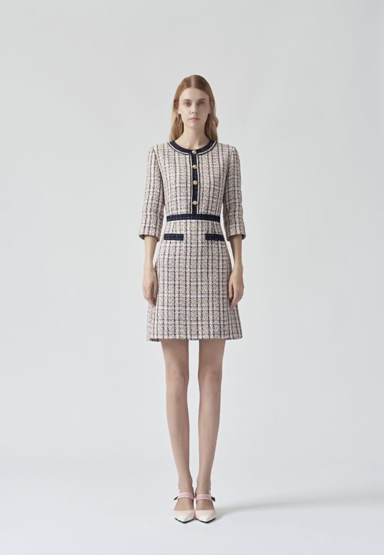 Elegant plaid tweed dress