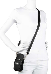 BASIC PREMIUMPOLYESTER trimmed leather cross body bag