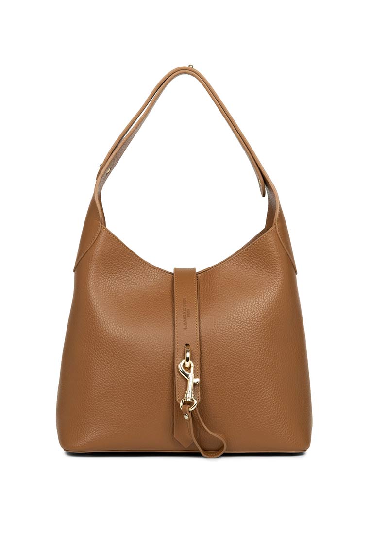 FOULONNE DOUBLE HOOK grained leather shoulder Bag